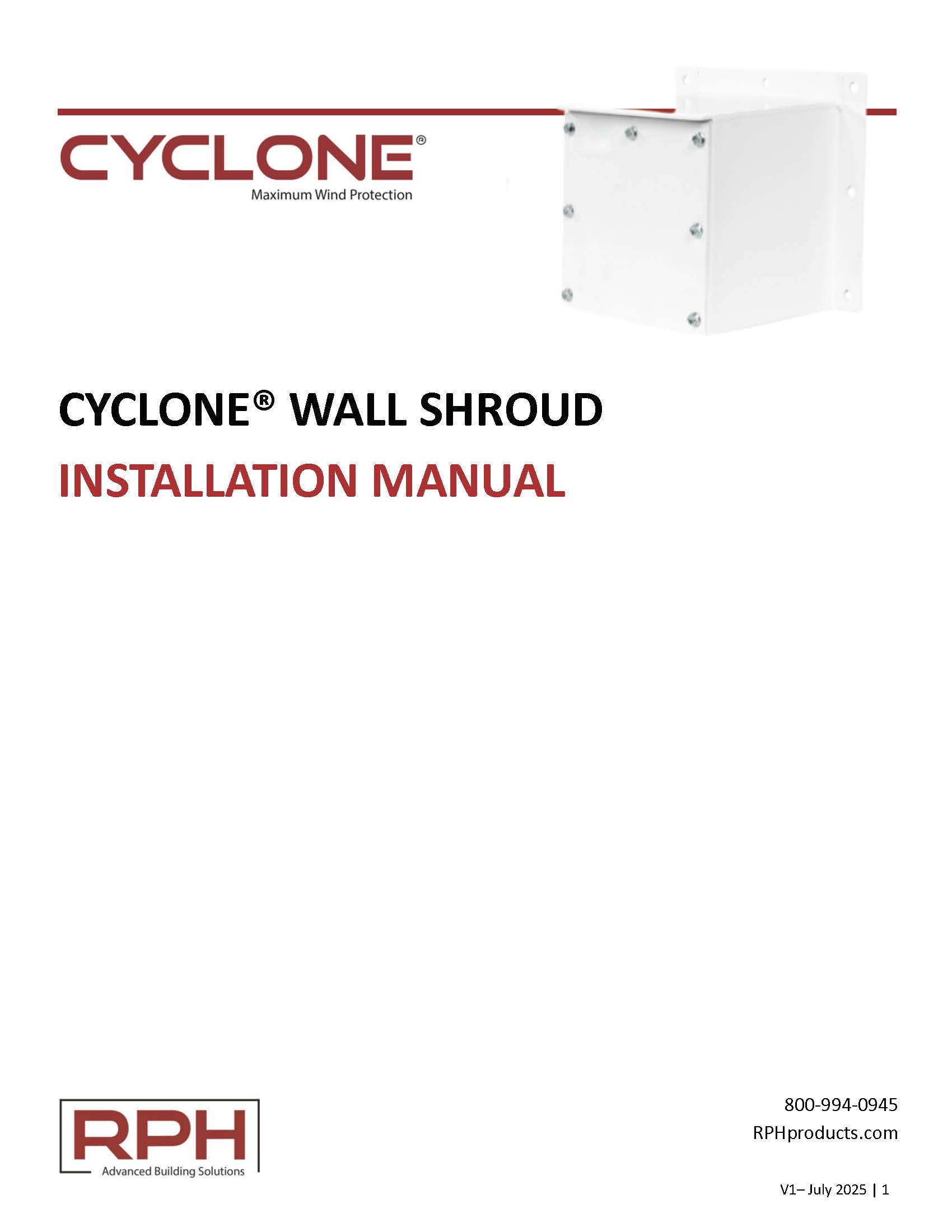 CYCLONE Wall Shroud INSTALLATION MANUAL - July 2025_Page_1