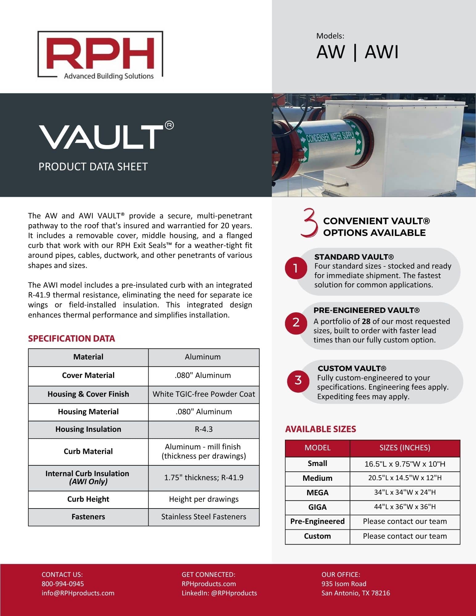 AW AWI VAULT PRODUCT DATA SHEET